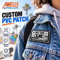 Patch en caoutchouc 3D personnalisé en forme de cassette, emblème pour merchandising musical, accessoires vestimentaires et marques de mode AWELLS