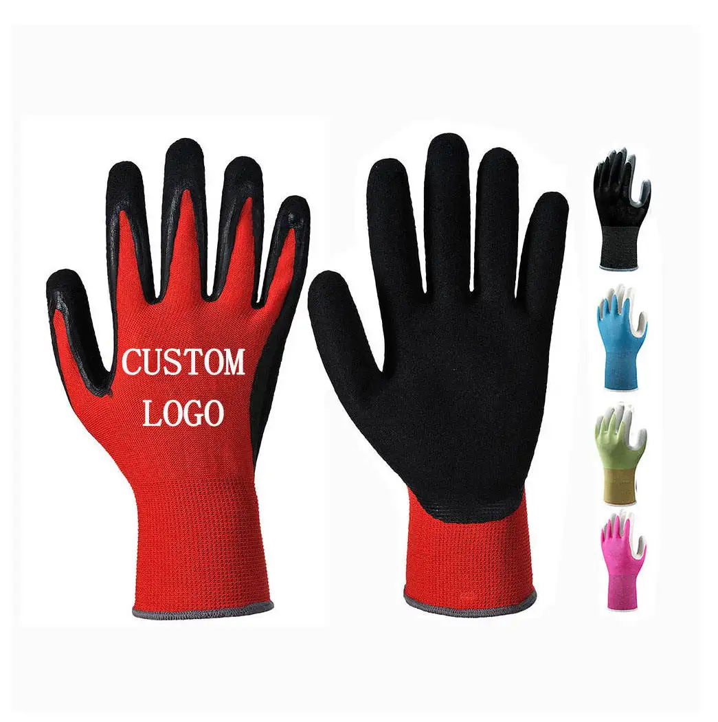 Sarung tangan kerja rajut layar sentuh, mantel Pu Dmf gratis Esd sarung tangan kerja Logo kualitas tinggi, sarung tangan keselamatan konstruksi, sarung tangan listrik