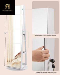 Armadio Portagioie Girevole a 360° Contemporaneo con Luci LED, Specchio Multifunzionale con Serratura per Soggiorno o Appartamento - Product Image 2