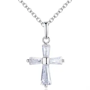 Jachon colar feminino, colar com pingente de cruz, de diamante, com corrente, para mulheres e meninas