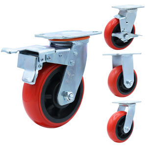 Rueda Giratoria Industrial de Alta Resistencia con Placa Superior Roja de 4, 5, 6 y 8 Pulgadas, Capacidad de Carga de 250 kg - Product Image 1