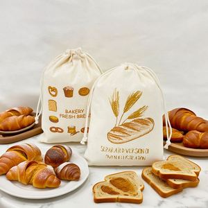 ผู้ผลิตถุงผ้าฝ้ายแบบมีเชือกผูกสำหรับบรรจุภัณฑ์อาหารยอดนิยม ถุงเก็บขนมปังแบบมีเชือกผูก - Product Image 3