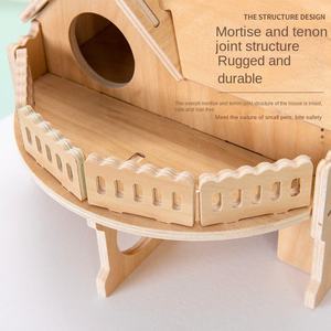 Maison pour hamster haut de gamme <span class=keywords><strong>en</strong></span> <span class=keywords><strong>bois</strong></span> massif, double étage, grand espace, <span class=keywords><strong>cabane</strong></span> pour hamster, villa, accessoire - Product Image 4