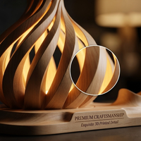 Chicha spirale innovante imprimée en 3D avec éclairage LED d'ambiance de luxe, design moderne en bois, pour clubs et décoration intérieure