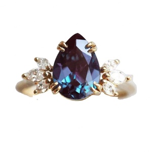 Anillo de Compromiso Cristiano Chapado en Oro Rosa, Plata de Ley 925, Oro de 14K, Piedra Alejandrita - Product Image 1