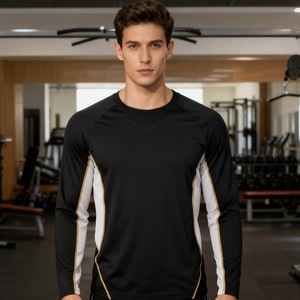 Camiseta Casual de Manga Larga para Hombre, Cuello Redondo, Bloques de Color, Transpirable, Corte Regular, 100% Poliéster - Product Image 4