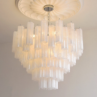 Lámpara de Techo Moderna de Cristal de Murano, Lámpara Colgante de Lujo para Vestíbulo de Estilo Americano, Lámpara Decorativa para Vestíbulo, Lámpara de Araña Grande y Larga para Escalera