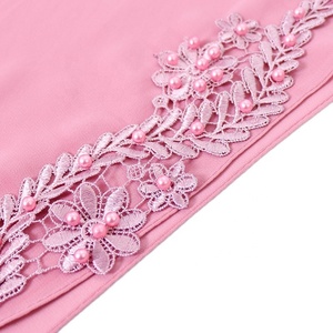 Pañuelo cuadrado de gasa Premium Hijab musulmán con bordado equivalente Floral moda diadema Islam modestia turbante Bawal - Product Image 6