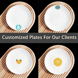 卸売セラミックディナープレート印刷 8インチ 10インチ ホワイト カスタム磁器セラミックフードプレート 家庭用 レストラン パーティー用 - Product Image 2