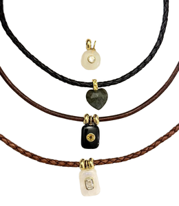Collar de cuero con cadena, gargantilla con dije de piedra preciosa, colgante de piedra natural bohemio para mujer, chapado en oro de 18 quilates, regalo de moda - Product Image 1
