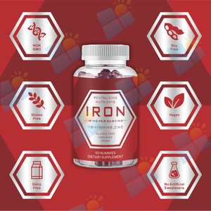 ओम/ओटम निजी लेबल 60 पीसी आयरन वेगन गुम्मीज पूरक के साथ पुरुषों और महिला ऊर्जा समर्थन के लिए विटामिन बी 12 फोलेट के साथ पूरक - Product Image 6