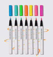 Crayon Eyeliner Liquide Fluorescent Vegan 7 Couleurs Imperméable Néon et Rehausseurs de Sourcils
