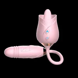 女性のための強力な吸うなめる舌ピンクローズバイブレーター大人のおもちゃ