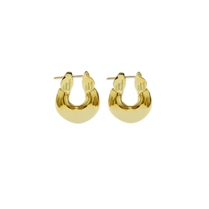 Boucles d'oreilles Huggie dorées plaquées or 18 carats, en alliage géométrique, unisexe, tendance, à la mode - Product Image 1