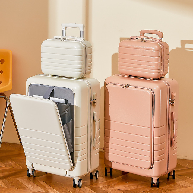 Custom Color New Arrival Custom Customize ABS Hard Shell Lightweight Suitcase with Lap Top Bag Front Opening Wholesale Luggage