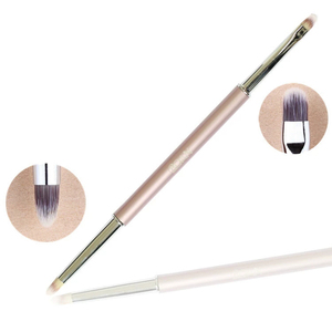 Pinceau à double tête avec manche métallique pour nail art, dégradé, estampage, avec embout serti pour manucure gel UV - Product Image 1