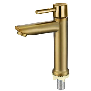 Grifo de lavabo monomando de acero inoxidable 304 con válvula cerámica, montaje en cubierta, un solo orificio, activación manual - Product Image 4