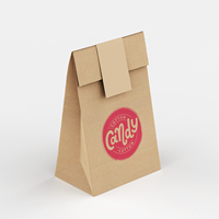 Sac en papier SOS imprimé personnalisé d'approvisionnement d'usine sacs en papier kraft recyclables à fond plat en gros pour l'emballage de cadeaux de bonbons