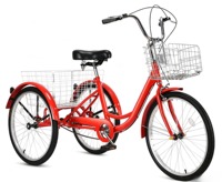 Tricycle à pédales pour adultes de 24/26 pouces, vélo à 3 roues à propulsion humaine, tricycle de loisirs urbain