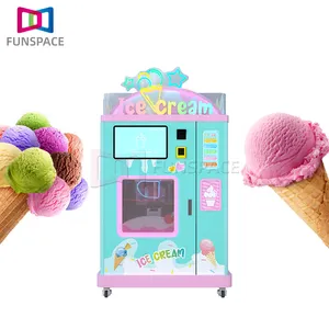 Funspaceアウトドアコマーシャルインテリジェンスソフトアイスクリーム自動販売機紙コップスマート自動アイスクリーム自動販売機