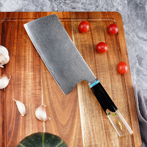 Couteau à découper professionnel en acier Damas de 7 pouces, couteau de chef <span class=keywords><strong>chinois</strong></span>, couteau à découper la viande, manche en bois stabilisé à la résine pour la cuisine - Product Image 1