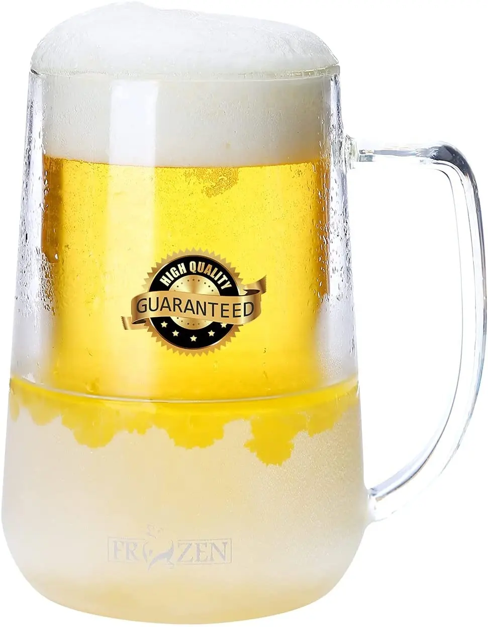 16Oz Hoge Kwaliteit Moderne Modieuze Heldere Loodvrije Creatieve Dubbele Wand Glas Bier Mok Met Handvat