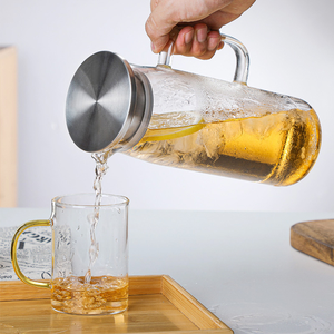 Prix d'usine en gros, best-seller, approvisionnement en vrac, <span class=keywords><strong>carafe</strong></span> à eau en <span class=keywords><strong>verre</strong></span> transparent de haute qualité, résistante à la chaleur, avec couvercle - Product Image 6