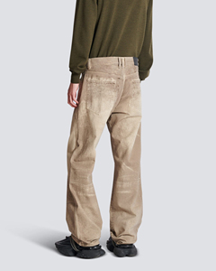 YKMOZI Mid-rise Straight Leg Jeans Hombres Custom Taupe Brown Corduroy Denim Faded Effect Loop Handle Five Pockets Fashion Street - Product Image 5