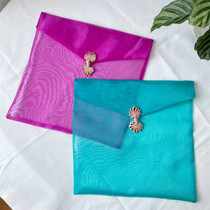 Wholesale Hot Sale Custom Button Different Sizes Packaging Pouch Sheer Organza <b>Gift</b> <b>Envelope</b> Bag - Product Image 3