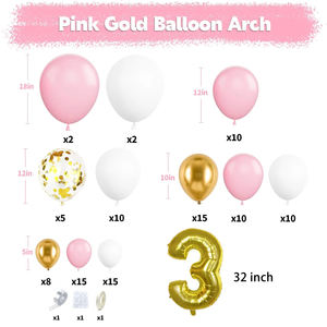 طقم قوس بالونات جديد لعام <span class=keywords><strong>2025</strong></span> من اللاتكس اللامع باللون الوردي والذهبي والأبيض، زينة لأعياد الميلاد من 0-9 وحفلات الزفاف - Product Image 4