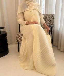 Abiti da sera modesti eleganti da donna personalizzati in fabbrica abiti da sera a manica lunga in tinta unita ampi con pieghe Miyake Vestidos casual Eid - Product Image 2