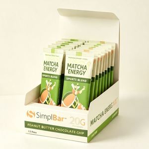 SimplBar Eco-Friendly Recyclable Matcha Energy Sports Blend <b>Peanut</b> Butter <b>Chocolate</b> Chip 20G Protein Bars 10 Count Box - Product Image 1