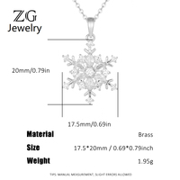 Liontin Zirkon Marquise Motif Kepingan Salju Musim Dingin Elegan ZG, Perhiasan Kuningan untuk Liburan Meriah