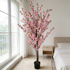 Árbol de Flores de Durazno Artificial de 180 cm, Flores de <span class=keywords><strong>Seda</strong></span> Artificiales, Flores de Tacto Real para Regalo, Boda, Hogar, Jardín, Fiesta, Decoración de Cumpleaños - Product Image 1