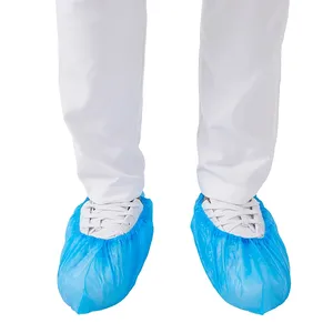 CPE靴カバー卸売プラスチックブルー靴カバー使い捨てcpe靴カバーmoq-100pc/1ボックス
