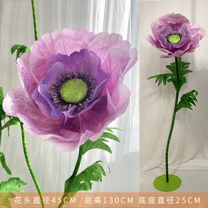 Venta al por mayor decoración para fiesta de boda papel <span class=keywords><strong>gigante</strong></span> púrpura soporte de flores artificiales tienda exhibición 3D papel flores artesanía - Product Image 5
