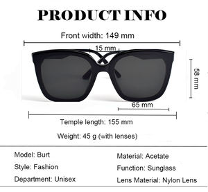 <span class=keywords><strong>Burt</strong></span> Fashion Lunettes de soleil en acétate de haute qualité Lunettes de grande taille avec verres en nylon blanc confortables pour hommes et femmes - Product Image 3