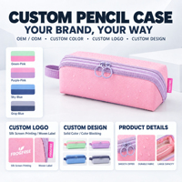 Trousse à crayons grande capacité, couleur unie, avec impression de logo personnalisé pour les acheteurs de fournitures scolaires