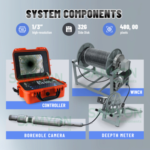 TV de pantalla subterránea de 300m y 500m con 73mm de diámetro Dual IP68 impermeable CCTV cámara de inspección de pozo de agua profunda - Product Image 4