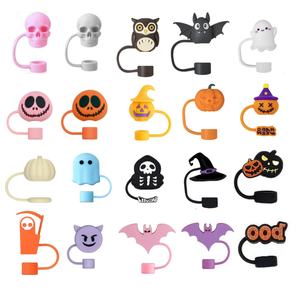 En gros Personnalisé 3d 10mm Silicone Matériel Halloween <span class=keywords><strong>Paille</strong></span> Couvre Cap <span class=keywords><strong>Paille</strong></span> Topper - Product Image 1
