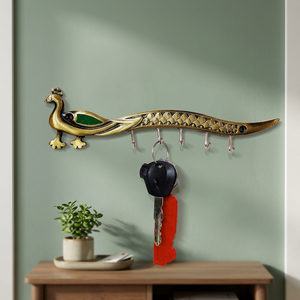 Vintage Metal Peacock <b>Wall</b> Hook <b>Key</b> <b>Holder</b> with 5 Hooks Animal Pattern Decorative Storage Rack <b>for</b> <b>Keys</b> and Sundries - Product Image 4