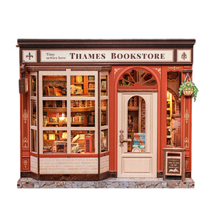 CuteBee Thames Bookstore Wooden DIY Miniature <b>Model</b> <b>Building</b> Block Puzzle Desktop Ornament Gift for Youth - Product Image 1