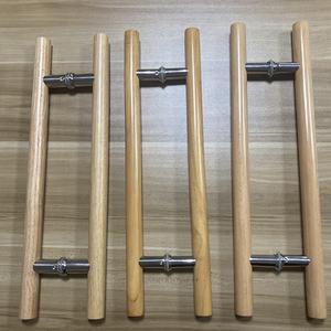 มือจับไม้โอ๊คกลมสแตนเลสท่อเชื่อมต่อ H รูปร่างแก้วดึงประตูบานเลื่อนจับอุปกรณ์ - Product Image 3