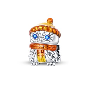 This adorable cartoon owl pendant is made of white brass and inlaid with zircon using a bezel setting technique - Product Image 3