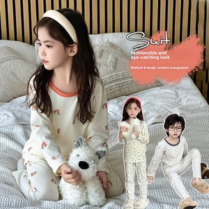 Nuevo Conjunto de Pijama para Niños Otoño/Invierno, Sin Costuras, Camiseta Interior Larga de Algodón Puro (Clase A), Absorbente de Humedad y Cálido, para Niños - Product Image 1