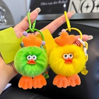 Porte-clés en peluche mignon en forme de canard de dessin animé en fausse fourrure de lapin, idéal pour la décoration de voiture et de sac à dos, cadeau