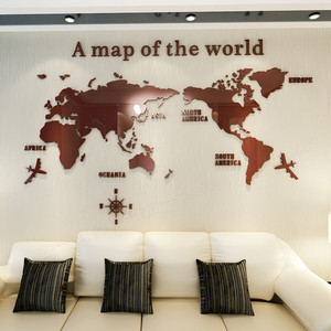 <span class=keywords><strong>Adesivi</strong></span> Murali 3D Moderni in Acrilico con <span class=keywords><strong>Mappa</strong></span> per Sfondo TV, Design Creativo per Soggiorno - Product Image 3