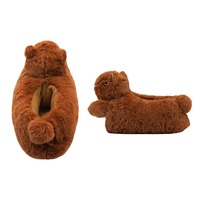 Pantoufles personnalisées en peluche d'écureuil, vente en gros, pantoufles en peluche personnalisées avec logo pour chambre à coucher, pantoufles d'écureuil en peluche sur mesure