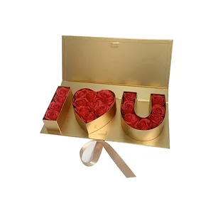 Embalagem vazia de papel para presente de flores e chocolate, carta de papelão I Love You, pacote com 18 unidades