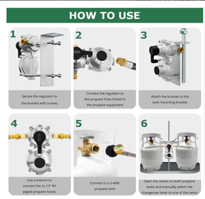 Regulador de Gas Propano <span class=keywords><strong>LP</strong></span> Neumático de 2 Etapas con Cambio Automático y Manguera de Acero Inoxidable para Autocaravanas, Remolques y Campamentos - Product Image 5